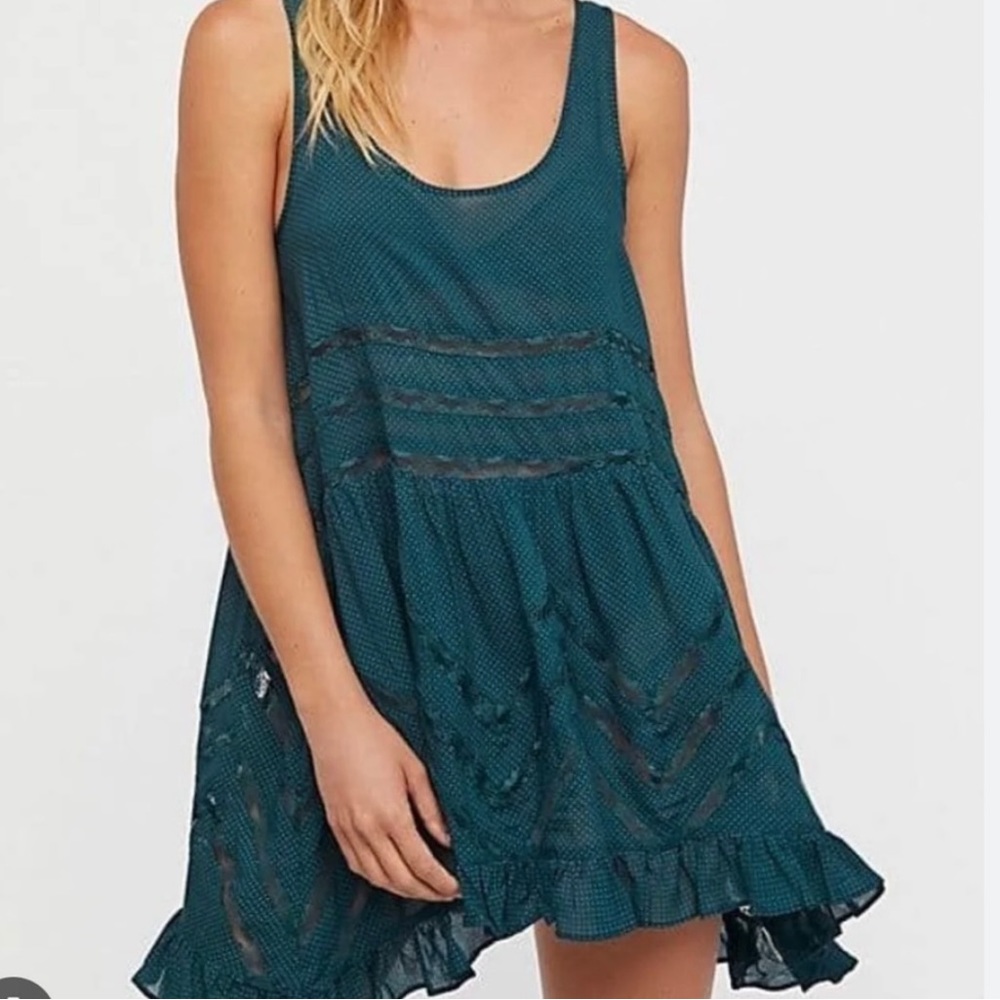 Free People Intimately Voile and Lace Trapeze Slip Dress Size M